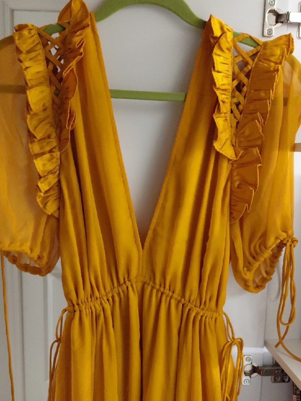 ASOS Sunny V-Neck Ruffle Mini Dress - Picture 3 of 4
